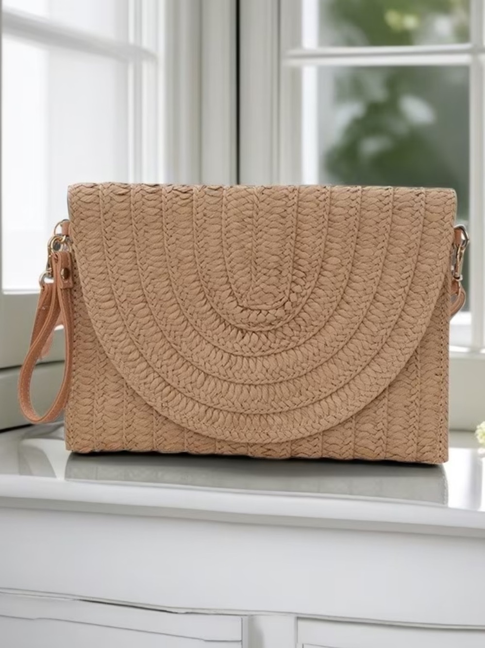 NEW Khaki Woven Wristlet/Crossbody